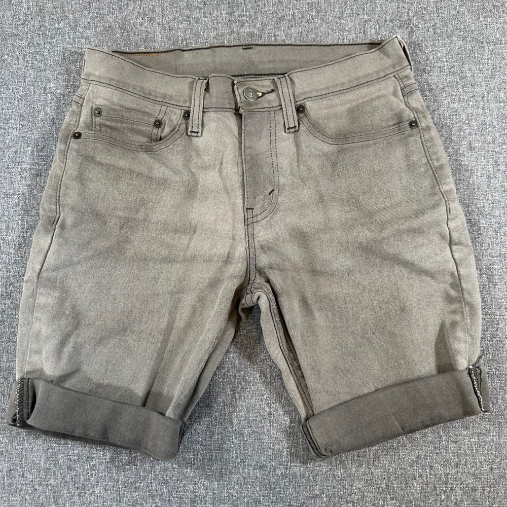 Levi 511 Slim Fit Denim Shorts Mens 28 Gray Cut Off Cuffed Cotton Stretch Jean
